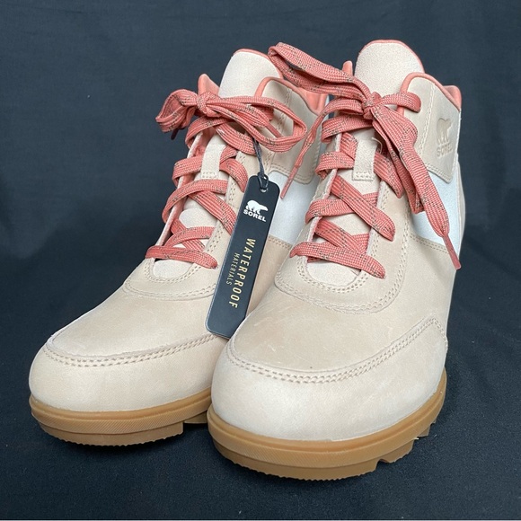 Sorel Women's Evie Sport Lace Waterproof Bootie Size 9.5 in Tan with Pink - Picture 7 of 9